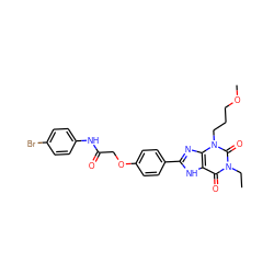 CCn1c(=O)c2[nH]c(-c3ccc(OCC(=O)Nc4ccc(Br)cc4)cc3)nc2n(CCCOC)c1=O ZINC000043060820