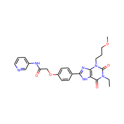 CCn1c(=O)c2[nH]c(-c3ccc(OCC(=O)Nc4cccnc4)cc3)nc2n(CCCOC)c1=O ZINC000043021868