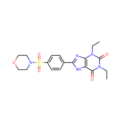 CCn1c(=O)c2[nH]c(-c3ccc(S(=O)(=O)N4CCOCC4)cc3)nc2n(CC)c1=O ZINC000026016280