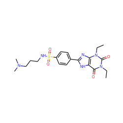 CCn1c(=O)c2[nH]c(-c3ccc(S(=O)(=O)NCCCN(C)C)cc3)nc2n(CC)c1=O ZINC000026011680