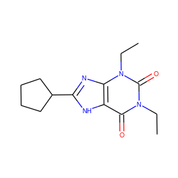 CCn1c(=O)c2[nH]c(C3CCCC3)nc2n(CC)c1=O ZINC000012405421