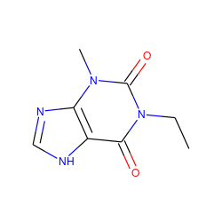 CCn1c(=O)c2[nH]cnc2n(C)c1=O ZINC000000014161