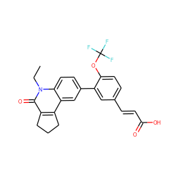 CCn1c(=O)c2c(c3cc(-c4cc(/C=C/C(=O)O)ccc4OC(F)(F)F)ccc31)CCC2 ZINC000028952509