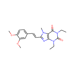 CCn1c(=O)c2c(nc(/C=C/c3ccc(OC)c(OC)c3)n2C)n(CC)c1=O ZINC000003803921