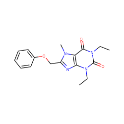 CCn1c(=O)c2c(nc(COc3ccccc3)n2C)n(CC)c1=O ZINC000169699055