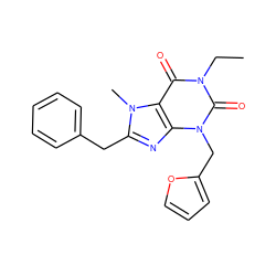 CCn1c(=O)c2c(nc(Cc3ccccc3)n2C)n(Cc2ccco2)c1=O ZINC000045348265