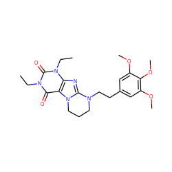 CCn1c(=O)c2c(nc3n2CCCN3CCc2cc(OC)c(OC)c(OC)c2)n(CC)c1=O ZINC000103249922