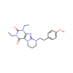 CCn1c(=O)c2c(nc3n2CCCN3CCc2ccc(OC)cc2)n(CC)c1=O ZINC000103249914