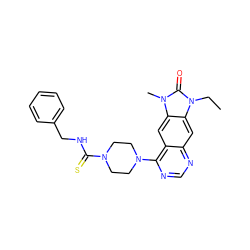 CCn1c(=O)n(C)c2cc3c(N4CCN(C(=S)NCc5ccccc5)CC4)ncnc3cc21 ZINC000013528800