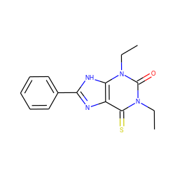 CCn1c(=S)c2nc(-c3ccccc3)[nH]c2n(CC)c1=O ZINC000100671884