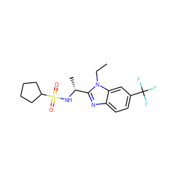 CCn1c([C@@H](C)NS(=O)(=O)C2CCCC2)nc2ccc(C(F)(F)F)cc21 ZINC000200706982