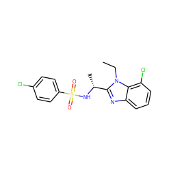 CCn1c([C@@H](C)NS(=O)(=O)c2ccc(Cl)cc2)nc2cccc(Cl)c21 ZINC000144211529