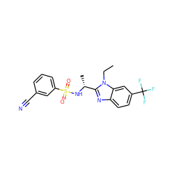 CCn1c([C@@H](C)NS(=O)(=O)c2cccc(C#N)c2)nc2ccc(C(F)(F)F)cc21 ZINC000200710012