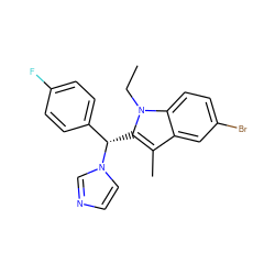 CCn1c([C@@H](c2ccc(F)cc2)n2ccnc2)c(C)c2cc(Br)ccc21 ZINC000026990477