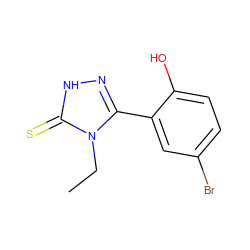 CCn1c(-c2cc(Br)ccc2O)n[nH]c1=S ZINC000013124889