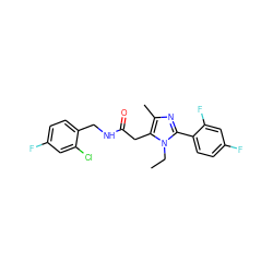 CCn1c(-c2ccc(F)cc2F)nc(C)c1CC(=O)NCc1ccc(F)cc1Cl ZINC000072109185