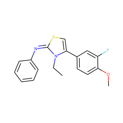 CCn1c(-c2ccc(OC)c(F)c2)cs/c1=N/c1ccccc1 ZINC000100061704