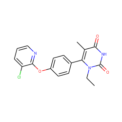 CCn1c(-c2ccc(Oc3ncccc3Cl)cc2)c(C)c(=O)[nH]c1=O ZINC000261183108