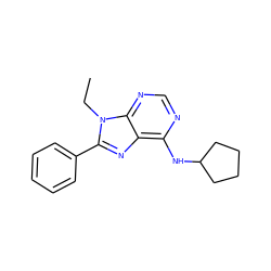 CCn1c(-c2ccccc2)nc2c(NC3CCCC3)ncnc21 ZINC000136934993