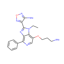 CCn1c(-c2nonc2N)nc2c(-c3ccccc3)ncc(OCCCN)c21 ZINC000040952852