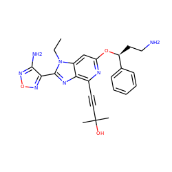 CCn1c(-c2nonc2N)nc2c(C#CC(C)(C)O)nc(O[C@@H](CCN)c3ccccc3)cc21 ZINC000034285213