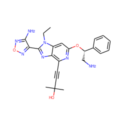 CCn1c(-c2nonc2N)nc2c(C#CC(C)(C)O)nc(O[C@@H](CN)c3ccccc3)cc21 ZINC000049089465