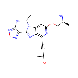 CCn1c(-c2nonc2N)nc2c(C#CC(C)(C)O)nc(OC[C@H](C)N)cc21 ZINC000049113244