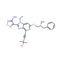 CCn1c(-c2nonc2N)nc2c(C#CC(C)(C)O)nc(OC[C@H](N)Cc3ccccc3)cc21 ZINC000034285194