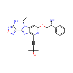 CCn1c(-c2nonc2N)nc2c(C#CC(C)(C)O)nc(OC[C@H](N)c3ccccc3)cc21 ZINC000049089564