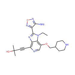 CCn1c(-c2nonc2N)nc2c(C#CC(C)(C)O)ncc(OCC3CCNCC3)c21 ZINC000040954431