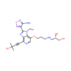 CCn1c(-c2nonc2N)nc2c(C#CC(C)(C)O)ncc(OCCCNC[C@H](O)CO)c21 ZINC000040430496