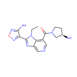 CCn1c(-c2nonc2N)nc2cncc(C(=O)N3CC[C@@H](N)C3)c21 ZINC000040957449