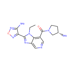 CCn1c(-c2nonc2N)nc2cncc(C(=O)N3CC[C@H](N)C3)c21 ZINC000035076001