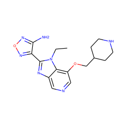 CCn1c(-c2nonc2N)nc2cncc(OCC3CCNCC3)c21 ZINC000040954793