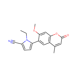 CCn1c(C#N)ccc1-c1cc2c(C)cc(=O)oc2cc1OC ZINC001772624550