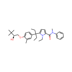 CCn1c(C(=O)N(C)c2ccccc2)ccc1C(CC)(CC)c1ccc(OC[C@@H](O)C(C)(C)C)c(C)c1 ZINC000653791424