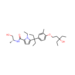 CCn1c(C(=O)N[C@H](C)CO)ccc1C(CC)(CC)c1ccc(OCCC(O)(CC)CC)c(C)c1 ZINC001772618415