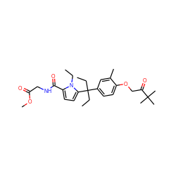 CCn1c(C(=O)NCC(=O)OC)ccc1C(CC)(CC)c1ccc(OCC(=O)C(C)(C)C)c(C)c1 ZINC000096285624