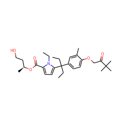 CCn1c(C(=O)O[C@@H](C)CCO)ccc1C(CC)(CC)c1ccc(OCC(=O)C(C)(C)C)c(C)c1 ZINC000653793630