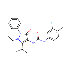 CCn1c(C(C)C)c(NC(=O)Nc2ccc(C)c(F)c2)c(=O)n1-c1ccccc1 ZINC000038157794