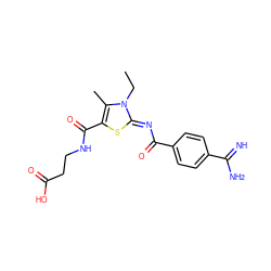 CCn1c(C)c(C(=O)NCCC(=O)O)s/c1=N\C(=O)c1ccc(C(=N)N)cc1 ZINC000025980699