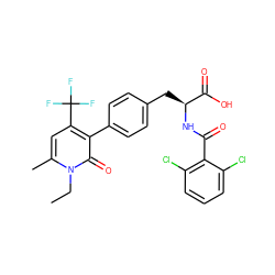 CCn1c(C)cc(C(F)(F)F)c(-c2ccc(C[C@H](NC(=O)c3c(Cl)cccc3Cl)C(=O)O)cc2)c1=O ZINC000095587955