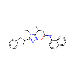 CCn1c(C2Cc3ccccc3C2)nnc1[C@H](C)CC(=O)Nc1cccc2ccccc12 ZINC000148489007