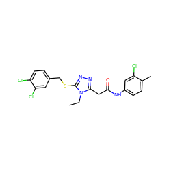 CCn1c(CC(=O)Nc2ccc(C)c(Cl)c2)nnc1SCc1ccc(Cl)c(Cl)c1 ZINC000002876381