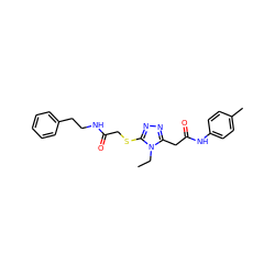 CCn1c(CC(=O)Nc2ccc(C)cc2)nnc1SCC(=O)NCCc1ccccc1 ZINC000002851153