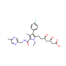 CCn1c(CC[C@@H](O)C[C@@H](O)CC(=O)O)c(-c2ccc(F)cc2)c(C)c1C(=O)NCc1cnc(C)cn1 ZINC000014967832