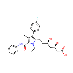 CCn1c(CC[C@@H](O)C[C@@H](O)CC(=O)O)c(-c2ccc(F)cc2)c(C)c1C(=O)Nc1ccccc1 ZINC000014967843