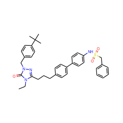 CCn1c(CCCc2ccc(-c3ccc(NS(=O)(=O)Cc4ccccc4)cc3)cc2)nn(Cc2ccc(C(C)(C)C)cc2)c1=O ZINC000169343886