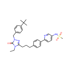 CCn1c(CCCc2ccc(-c3ccc(NS(C)(=O)=O)cn3)cc2)nn(Cc2ccc(C(C)(C)C)cc2)c1=O ZINC000147608215