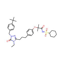 CCn1c(CCCc2ccc(OC(C)(C)C(=O)NS(=O)(=O)C3CCCCC3)cc2)nn(Cc2ccc(C(C)(C)C)cc2)c1=O ZINC000169343869